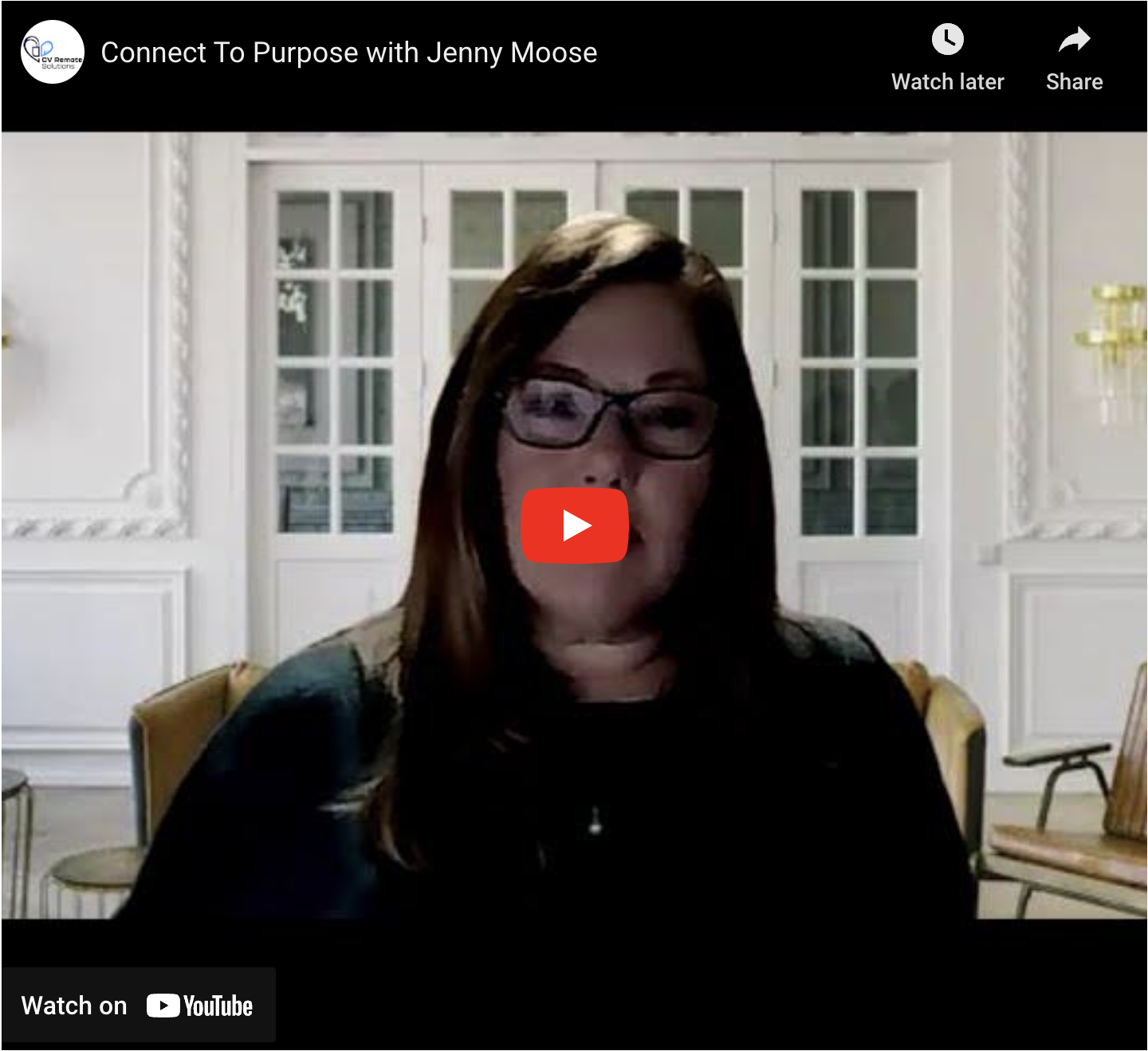 Connect to Purpose series video one with Jenny Moose.